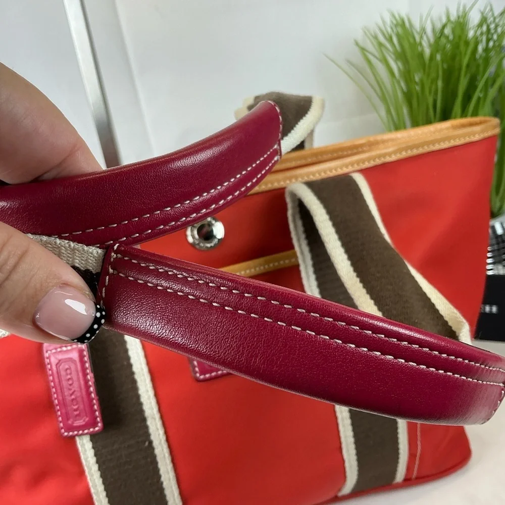 Coach Hampton Vintage‎ Nylon Vibrant Red Orange Tote Bag